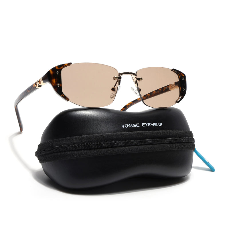 Rimless Sunglasses (Brown Lens | Golden & Demi Brown Frame - SLMG9025)