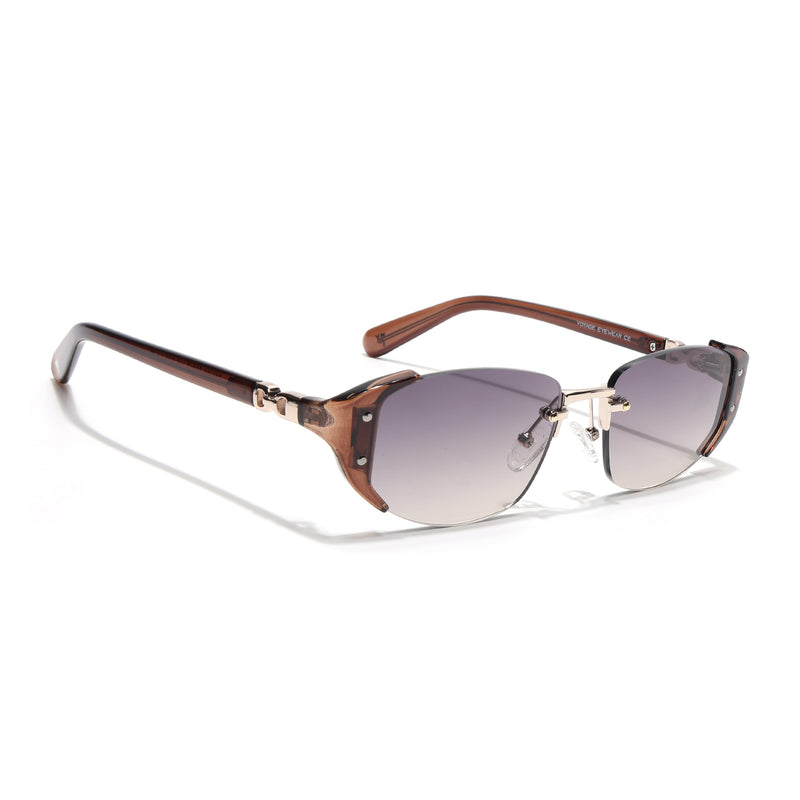 Rimless Sunglasses (Brown Lens | Golden & Brown Frame - SLMG9026)