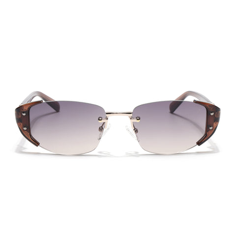 Rimless Sunglasses (Brown Lens | Golden & Brown Frame - SLMG9026)