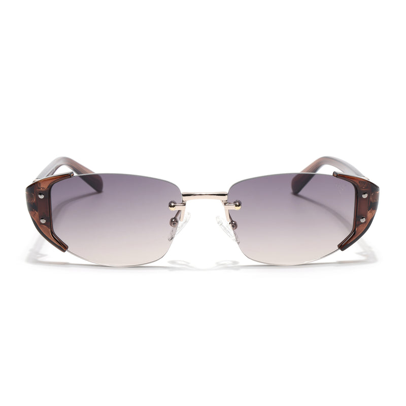 Rimless Sunglasses (Brown Lens | Golden & Brown Frame - SLMG9026)