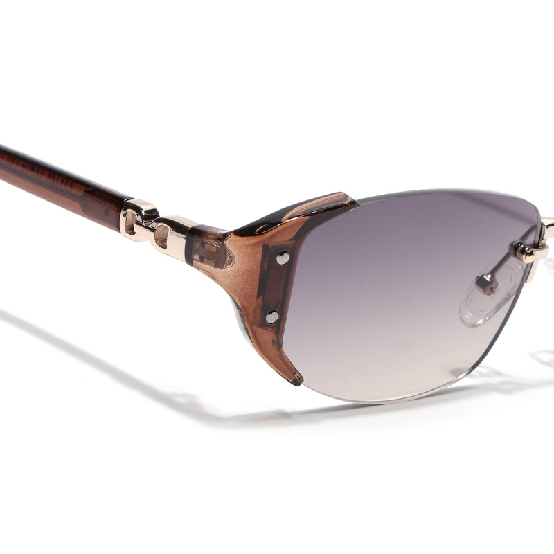 Rimless Sunglasses (Brown Lens | Golden & Brown Frame - SLMG9026)