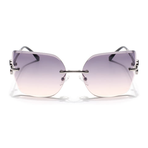 Rimless Sunglasses (Peach Lens | Silver Frame - SLMG9054)