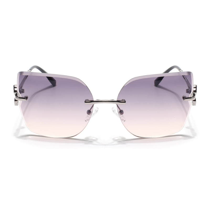 Rimless Sunglasses (Peach Lens | Silver Frame - SLMG9054)
