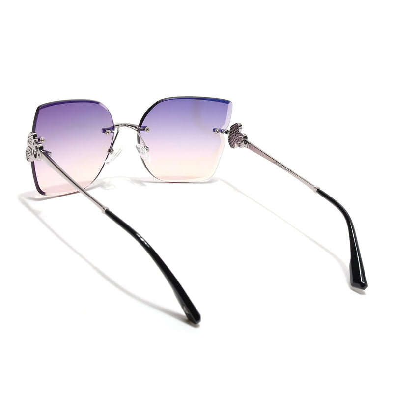 Rimless Sunglasses (Peach Lens | Silver Frame - SLMG9054)