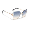 Rimless Sunglasses (Blue Lens | Golden Frame - SLMG9056)