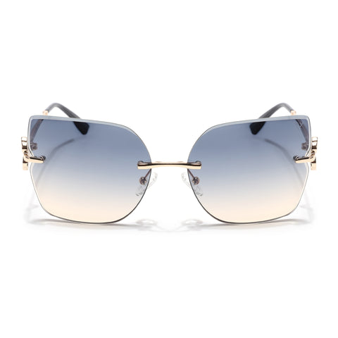 Rimless Sunglasses (Blue Lens | Golden Frame - SLMG9056)