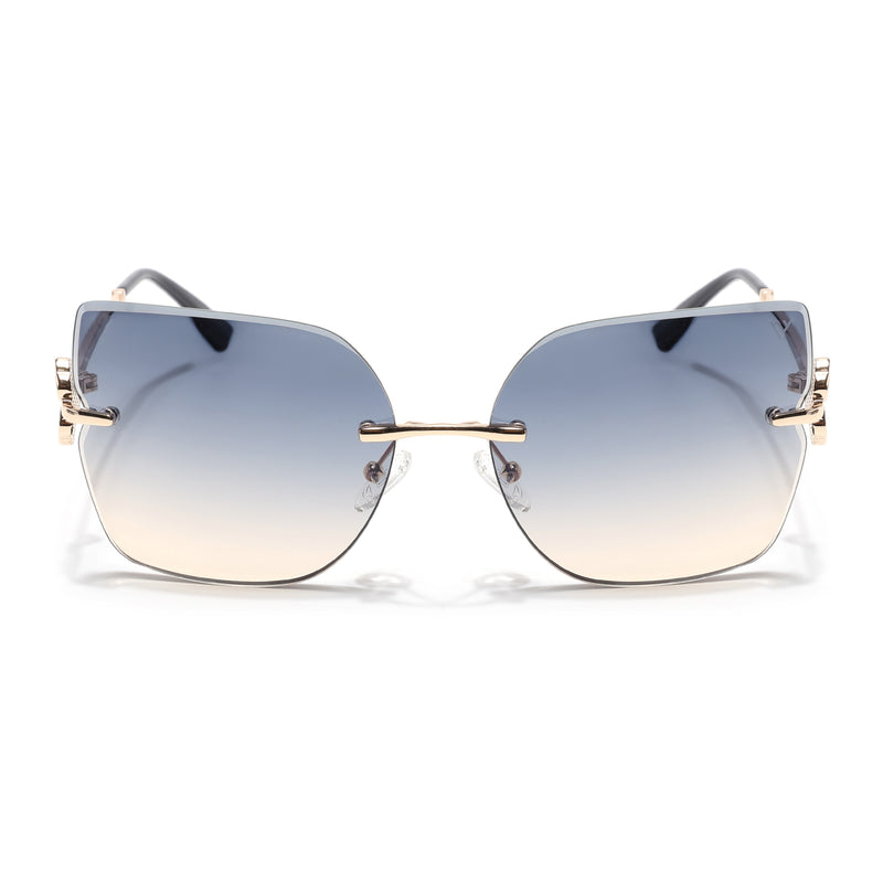 Rimless Sunglasses (Blue Lens | Golden Frame - SLMG9056)