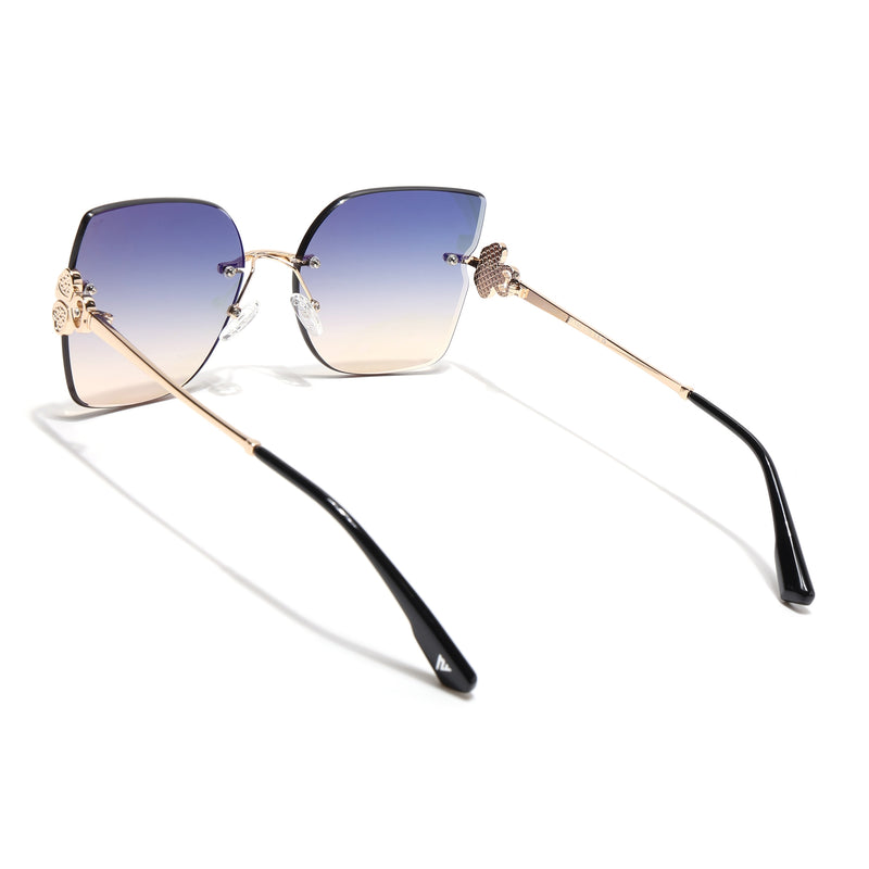 Rimless Sunglasses (Blue Lens | Golden Frame - SLMG9056)