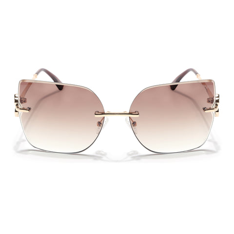 Rimless Sunglasses (Brown Lens | Golden Frame - SLMG9057)
