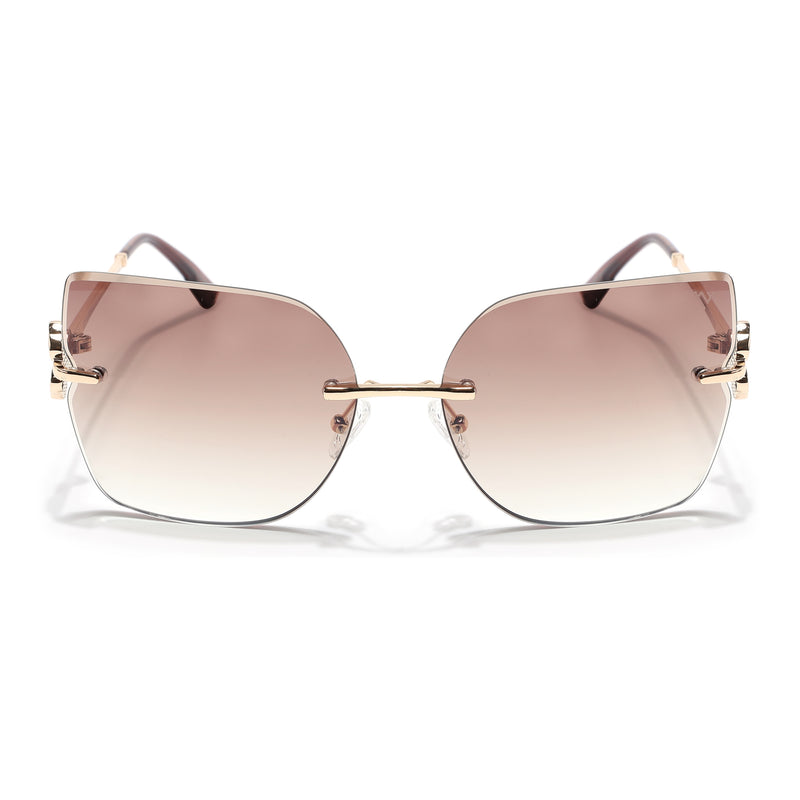 Rimless Sunglasses (Brown Lens | Golden Frame - SLMG9057)