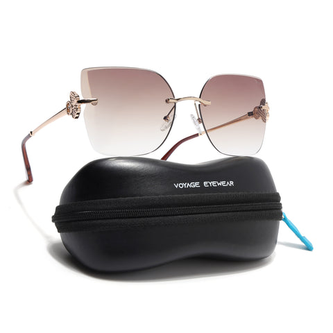 Rimless Sunglasses (Brown Lens | Golden Frame - SLMG9057)
