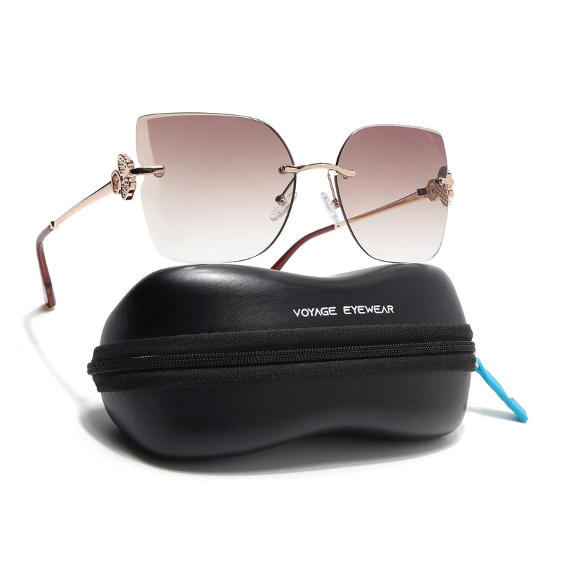 Rimless Sunglasses (Brown Lens | Golden Frame - SLMG9057)