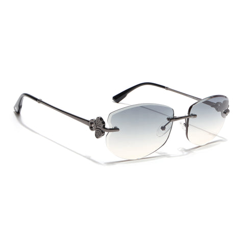 Rimless Sunglasses (Green Lens | Gun Matel Frame - SLMG9059)
