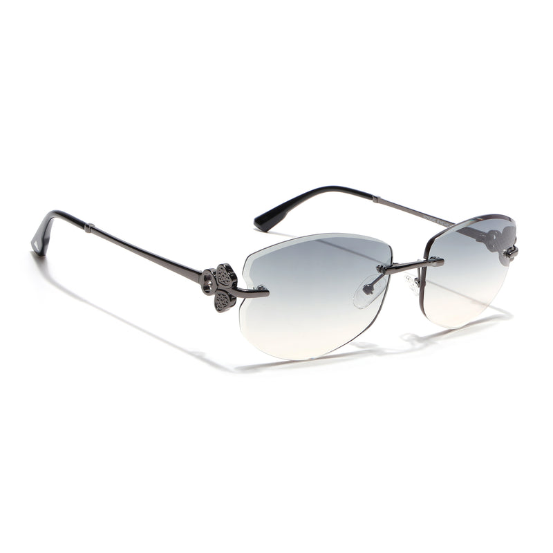 Rimless Sunglasses (Green Lens | Gun Matel Frame - SLMG9059)