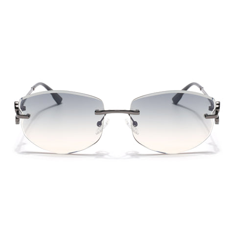 Rimless Sunglasses (Green Lens | Gun Matel Frame - SLMG9059)