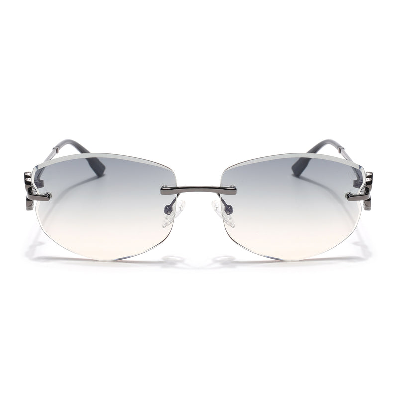 Rimless Sunglasses (Green Lens | Gun Matel Frame - SLMG9059)