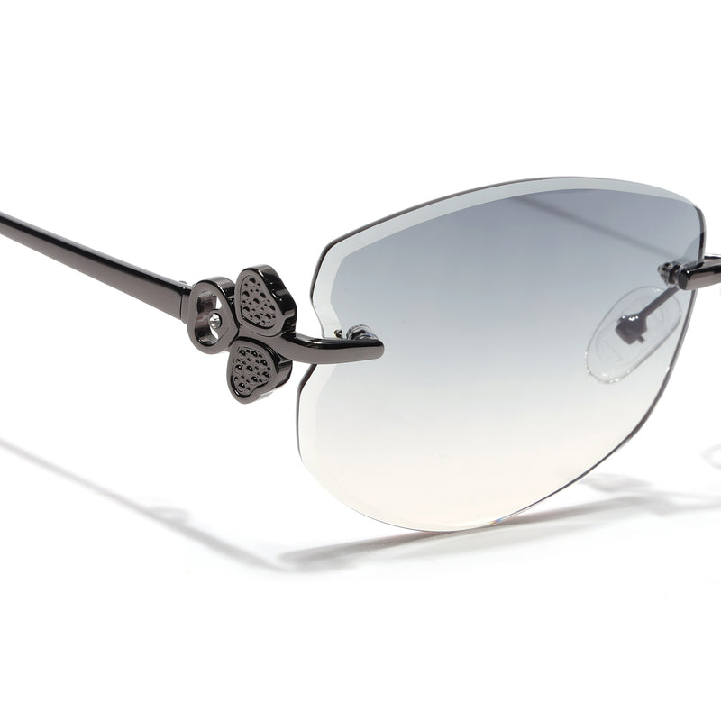 Rimless Sunglasses (Green Lens | Gun Matel Frame - SLMG9059)