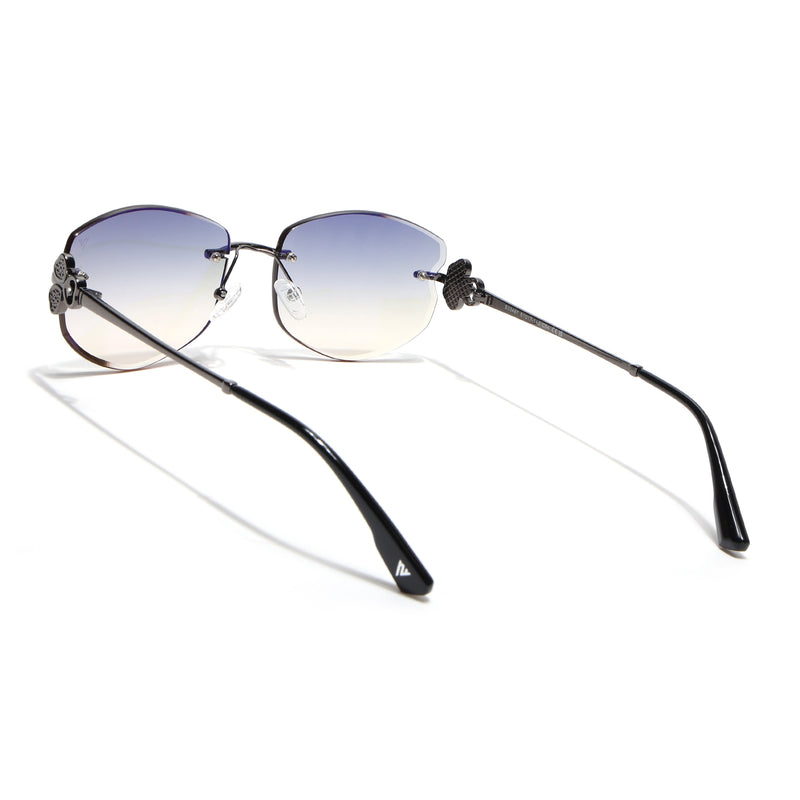 Rimless Sunglasses (Green Lens | Gun Matel Frame - SLMG9059)