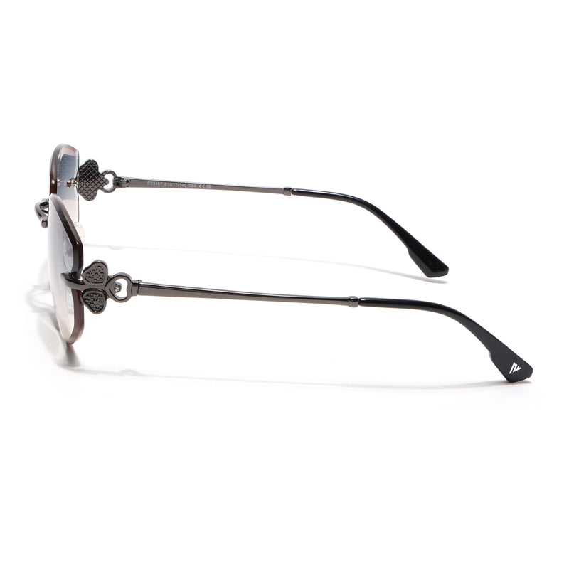 Rimless Sunglasses (Green Lens | Gun Matel Frame - SLMG9059)