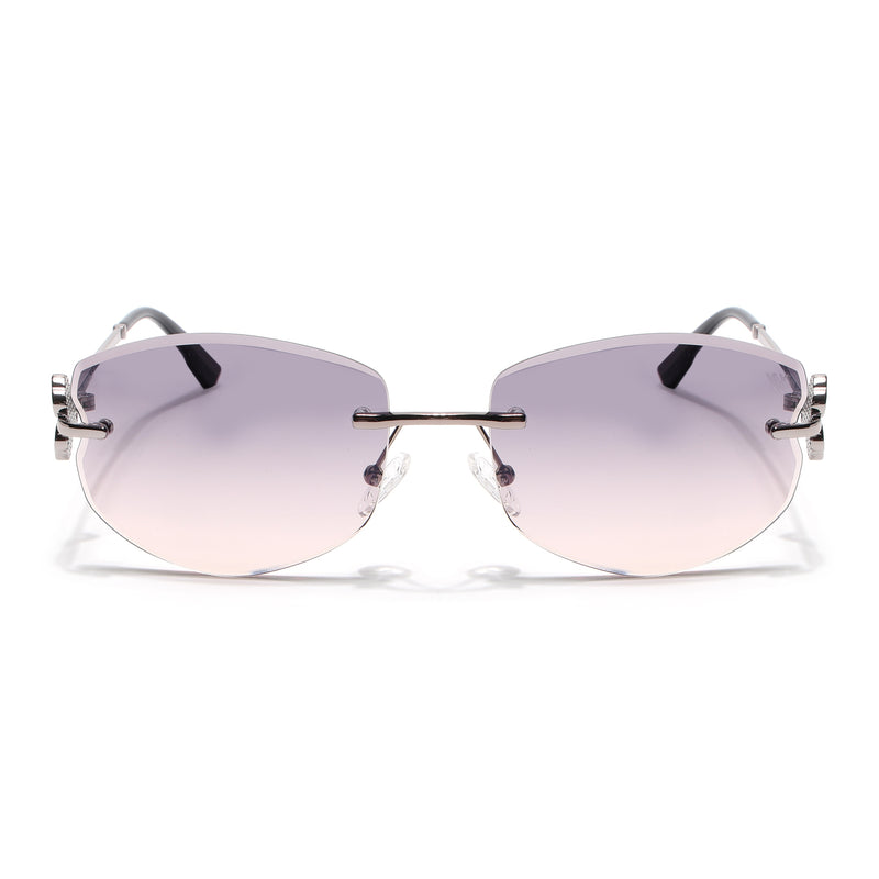 Rimless Sunglasses (Peach Lens | Silver Frame - SLMG9060)