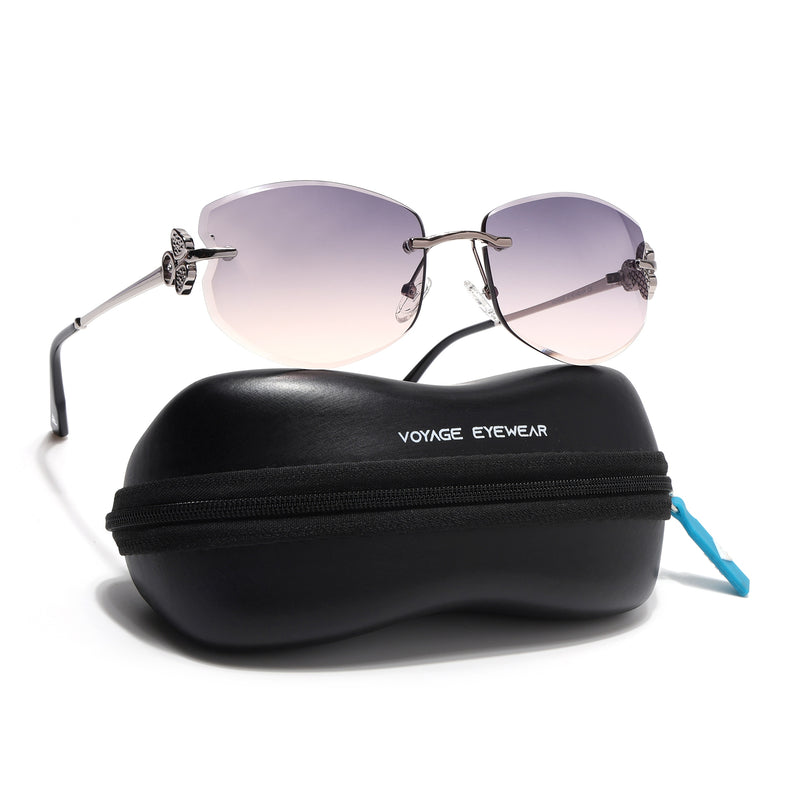Rimless Sunglasses (Peach Lens | Silver Frame - SLMG9060)