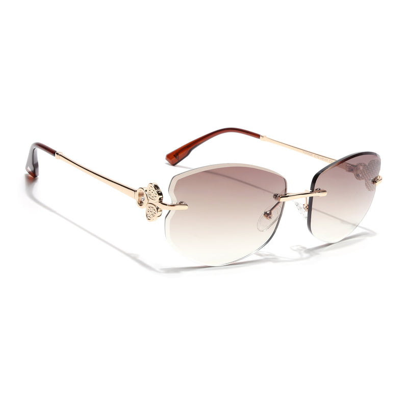 Rimless Sunglasses (Brown & Clear Lens | Golden Frame - SLMG9062)