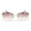 Rimless Sunglasses (Brown & Clear Lens | Golden Frame - SLMG9062)