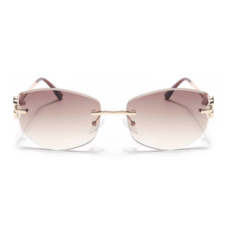 Rimless Sunglasses (Brown & Clear Lens | Golden Frame - SLMG9062)