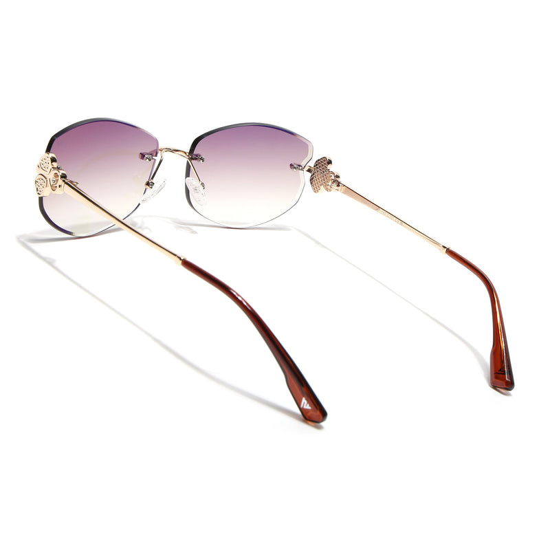 Rimless Sunglasses (Brown & Clear Lens | Golden Frame - SLMG9062)