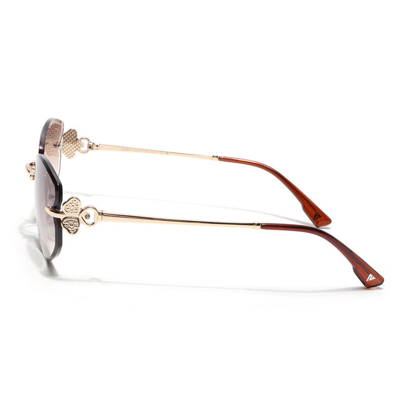 Rimless Sunglasses (Brown & Clear Lens | Golden Frame - SLMG9062)