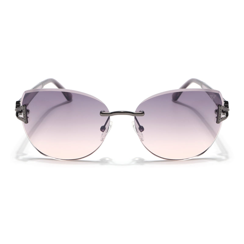Rimless Sunglasses (Peach Lens | Gun Matel Frame - SLMG9049)
