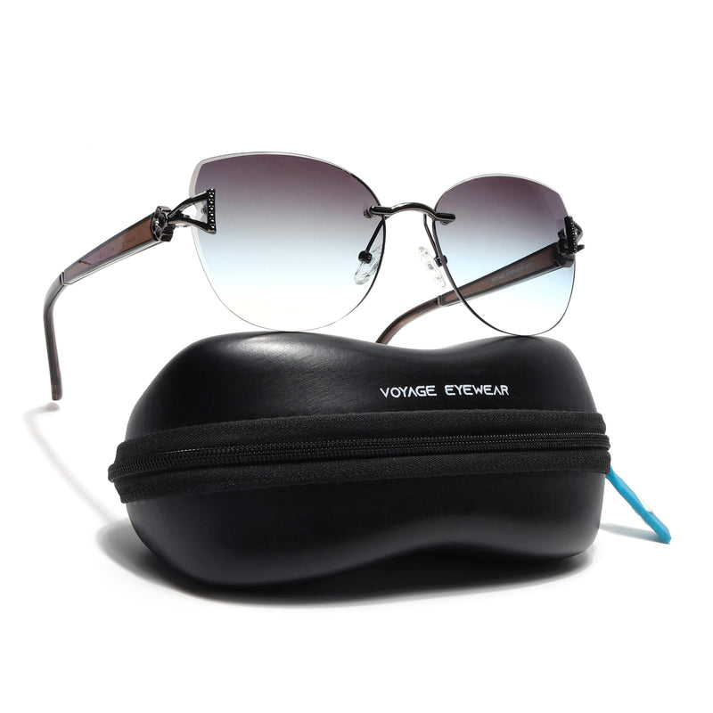 Rimless Sunglasses (Olive Lens | Gun Matel Frame - SLMG9050)