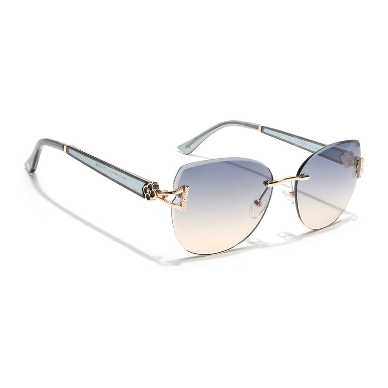 Rimless Sunglasses (Blue Lens | Golden Frame - SLMG9051)