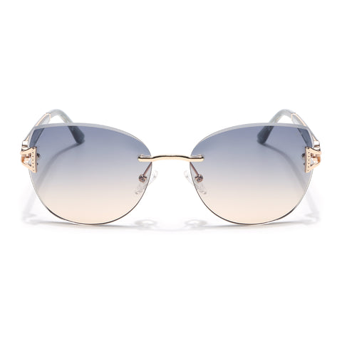 Rimless Sunglasses (Blue Lens | Golden Frame - SLMG9051)