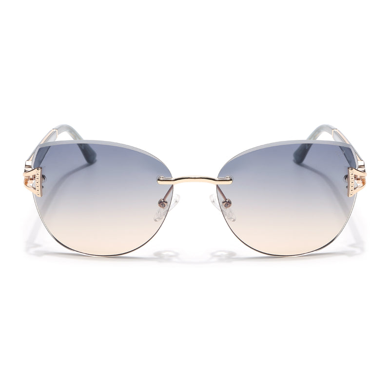 Rimless Sunglasses (Blue Lens | Golden Frame - SLMG9051)