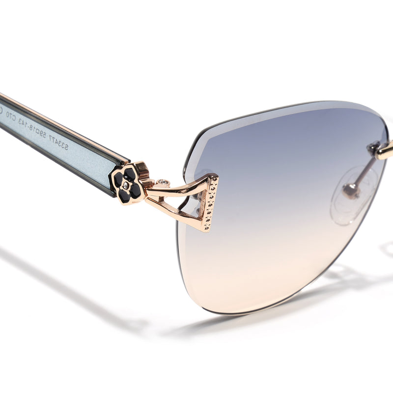 Rimless Sunglasses (Blue Lens | Golden Frame - SLMG9051)