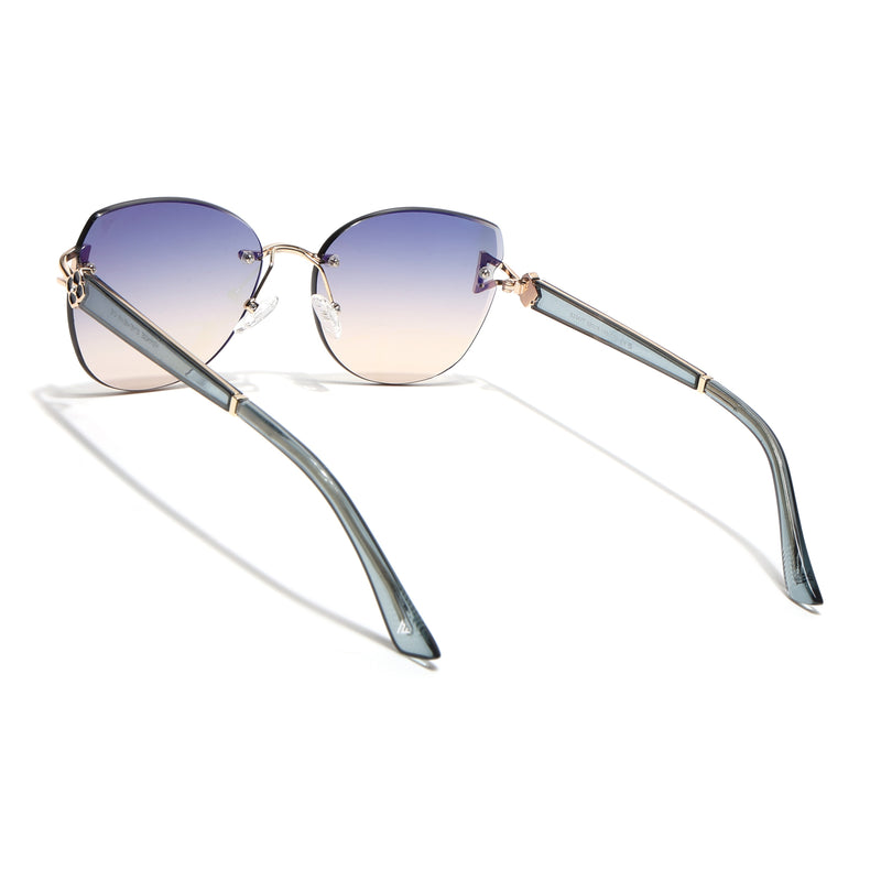 Rimless Sunglasses (Blue Lens | Golden Frame - SLMG9051)