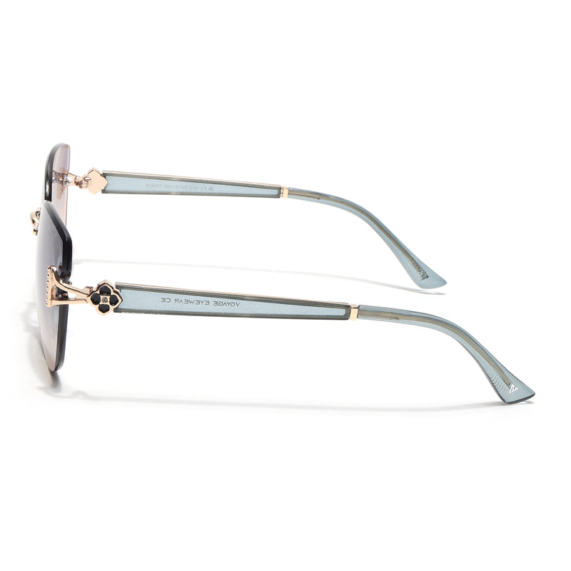 Rimless Sunglasses (Blue Lens | Golden Frame - SLMG9051)