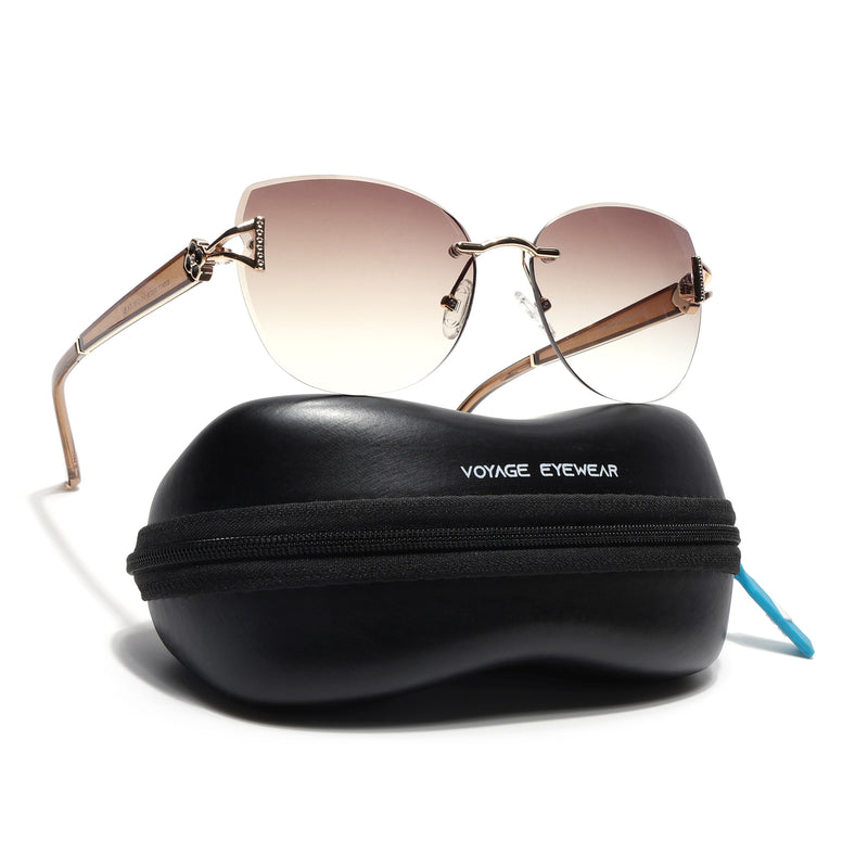 Rimless Sunglasses (Brown Lens | Golden Frame - SLMG9052)