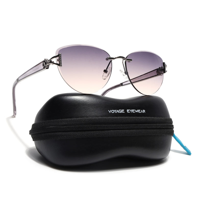 Rimless Sunglasses (Peach Lens | Silver Frame - SLMG9044)