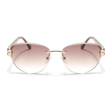 Rimless Sunglasses (Light Brown Lens | Golden Frame - SLMG9046)