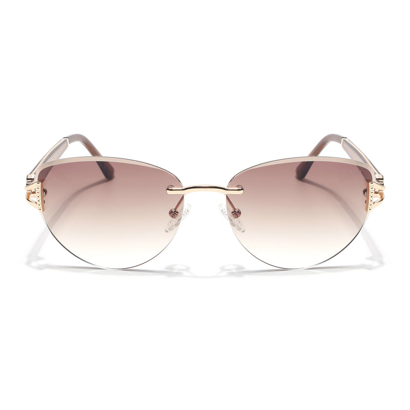 Rimless Sunglasses (Light Brown Lens | Golden Frame - SLMG9046)