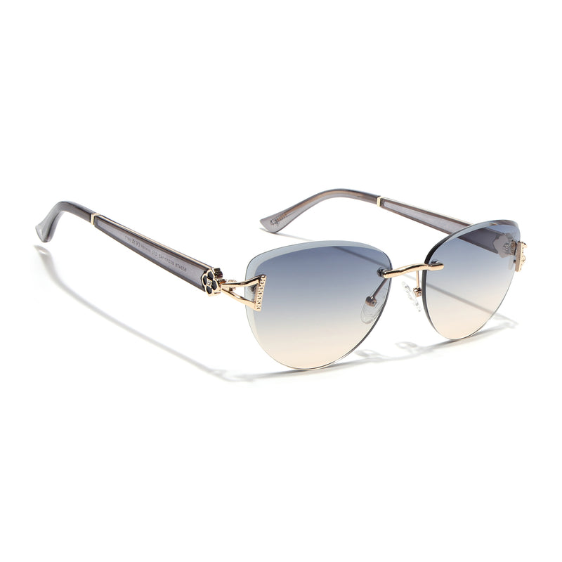 Rimless Sunglasses (Blue Lens | Golden Frame - SLMG9047)