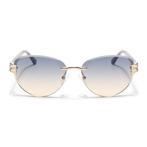 Rimless Sunglasses (Blue Lens | Golden Frame - SLMG9047)
