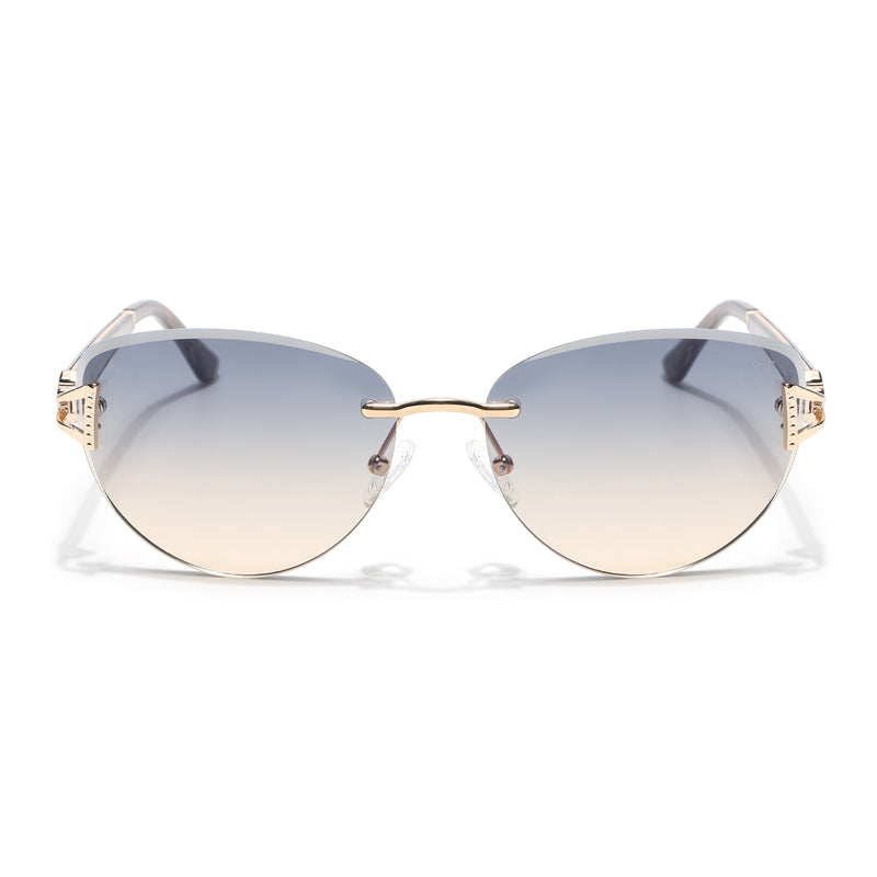 Rimless Sunglasses (Blue Lens | Golden Frame - SLMG9047)
