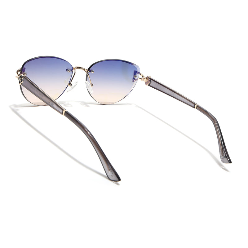 Rimless Sunglasses (Blue Lens | Golden Frame - SLMG9047)