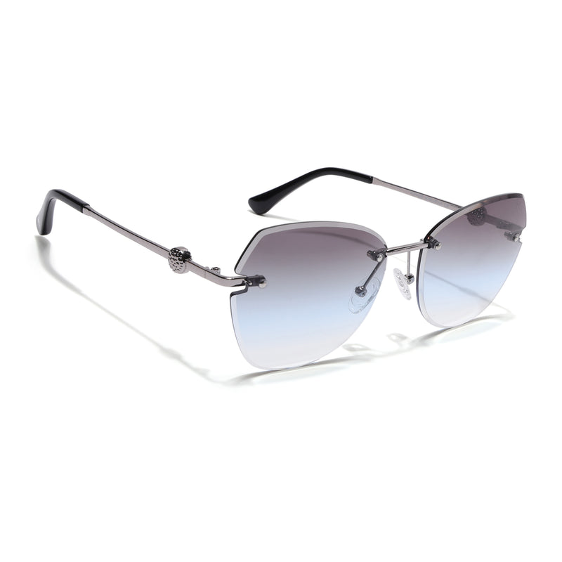 Oversize Sunglasses (Green Lens | Silver Frame - SLMG9091)