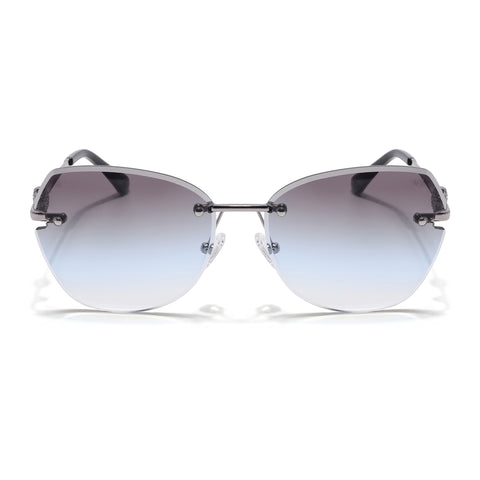 Oversize Sunglasses (Green Lens | Silver Frame - SLMG9091)