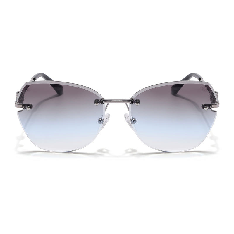 Oversize Sunglasses (Green Lens | Silver Frame - SLMG9091)