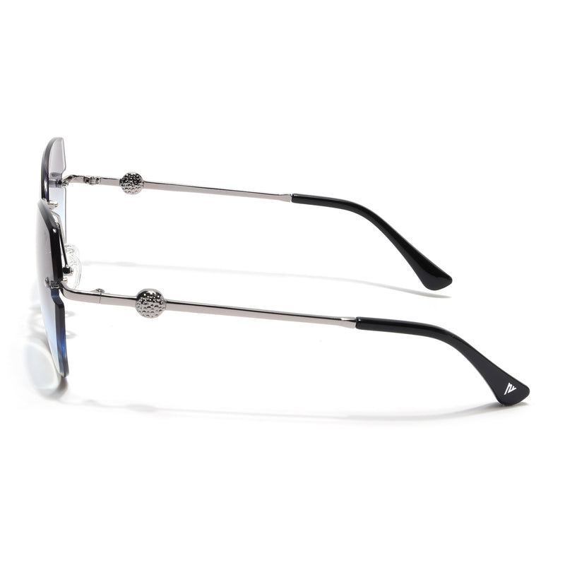 Oversize Sunglasses (Green Lens | Silver Frame - SLMG9091)